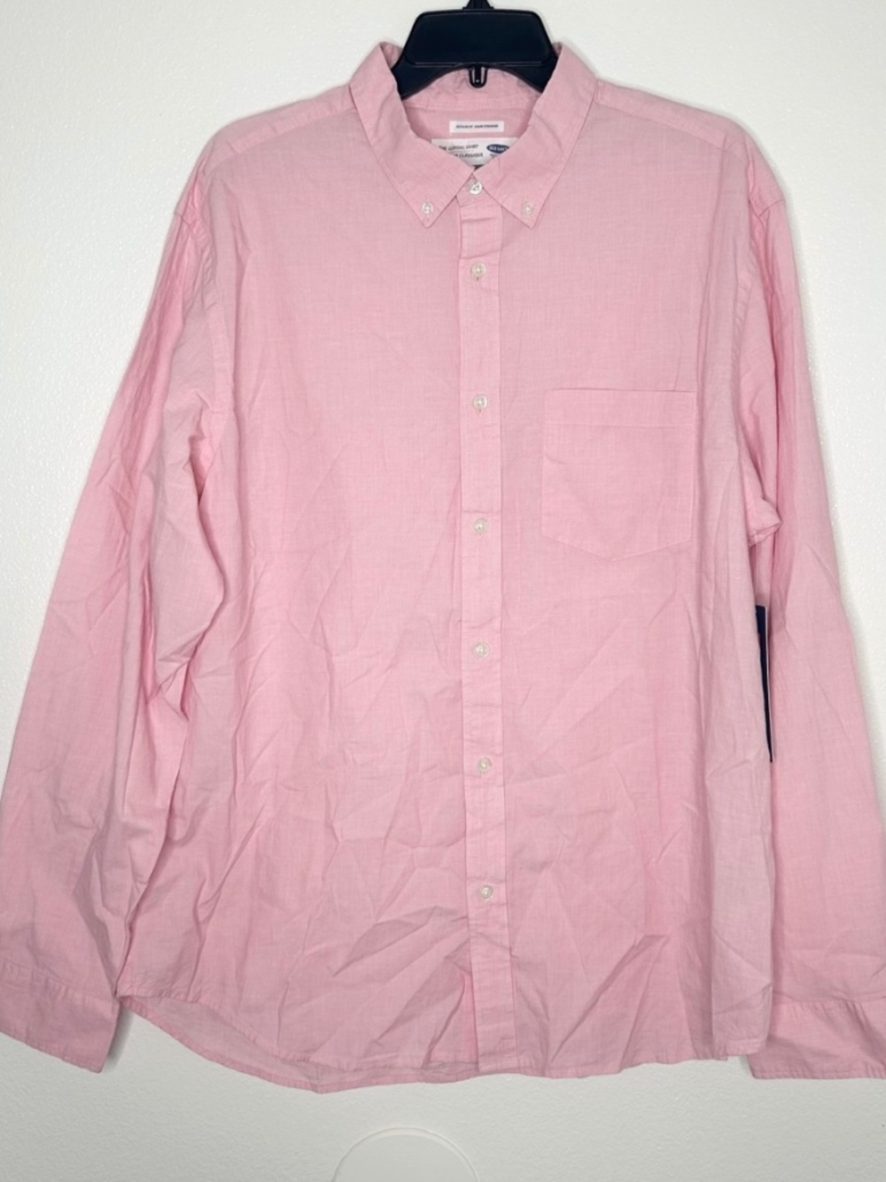 New Old Navy Mens Pink The Classic Shirt Long Sleeve Button Front Size XL Flex